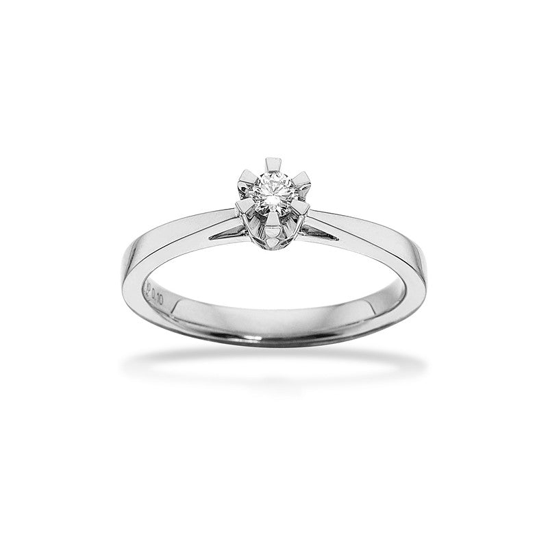 Prinsesse ring i 14 kt hvidguld med diamant 0,03–0,50 ct – Scrouples