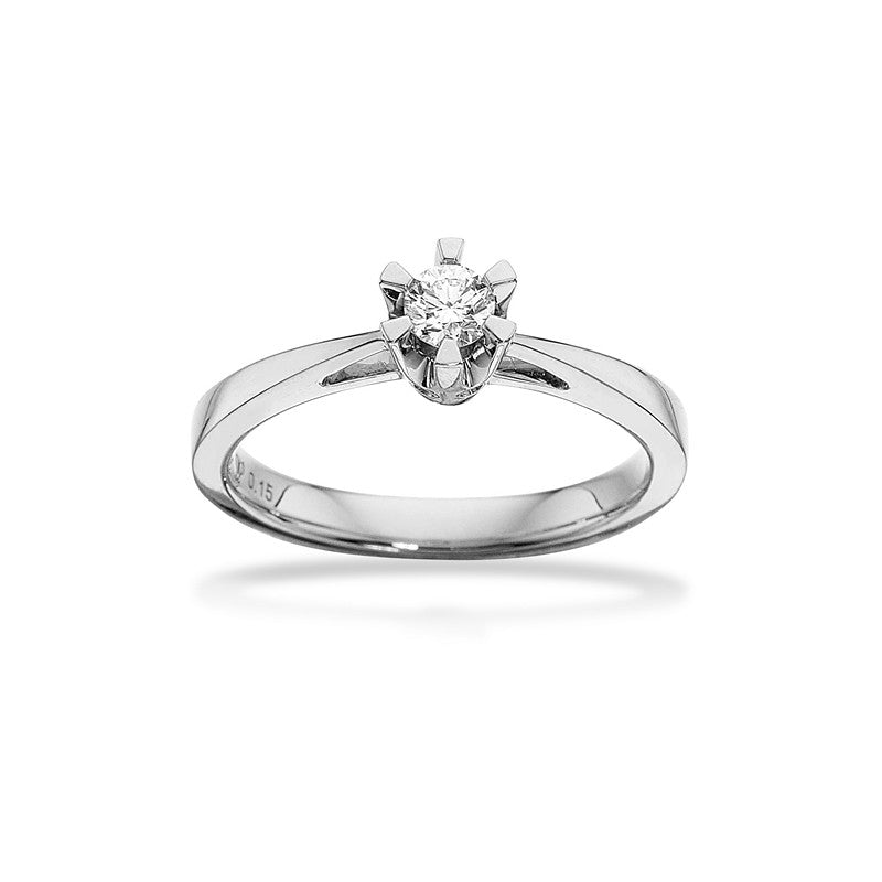 Prinsesse ring i 14 kt hvidguld med diamant 0,03–0,50 ct – Scrouples