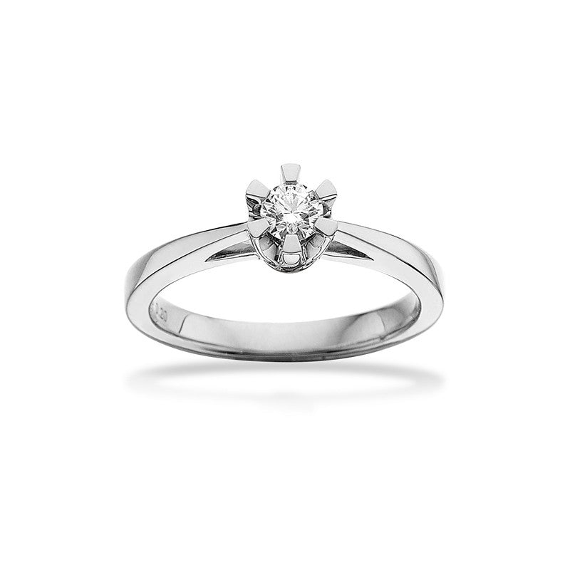 Prinsesse ring i 14 kt hvidguld med diamant 0,03–0,50 ct – Scrouples