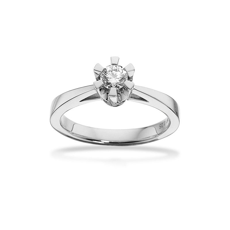 Prinsesse ring i 14 kt hvidguld med diamant 0,03–0,50 ct – Scrouples