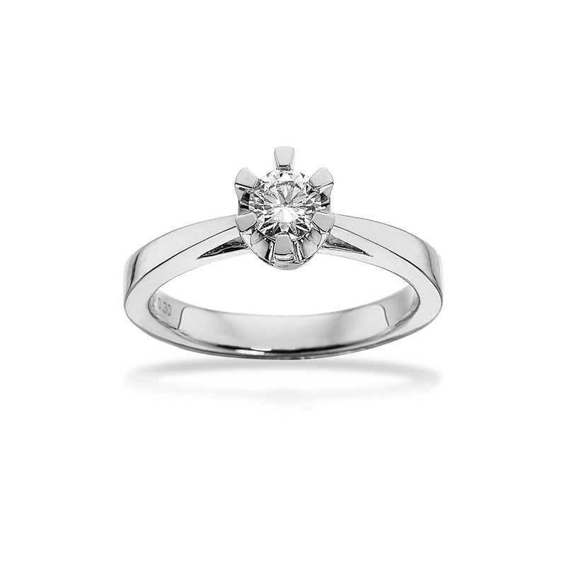 Prinsesse ring i 14 kt hvidguld med diamant 0,03–0,50 ct – Scrouples