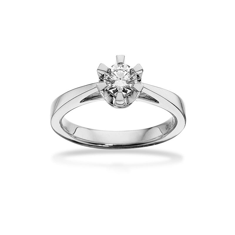 Prinsesse ring i 14 kt hvidguld med diamant 0,03–0,50 ct – Scrouples