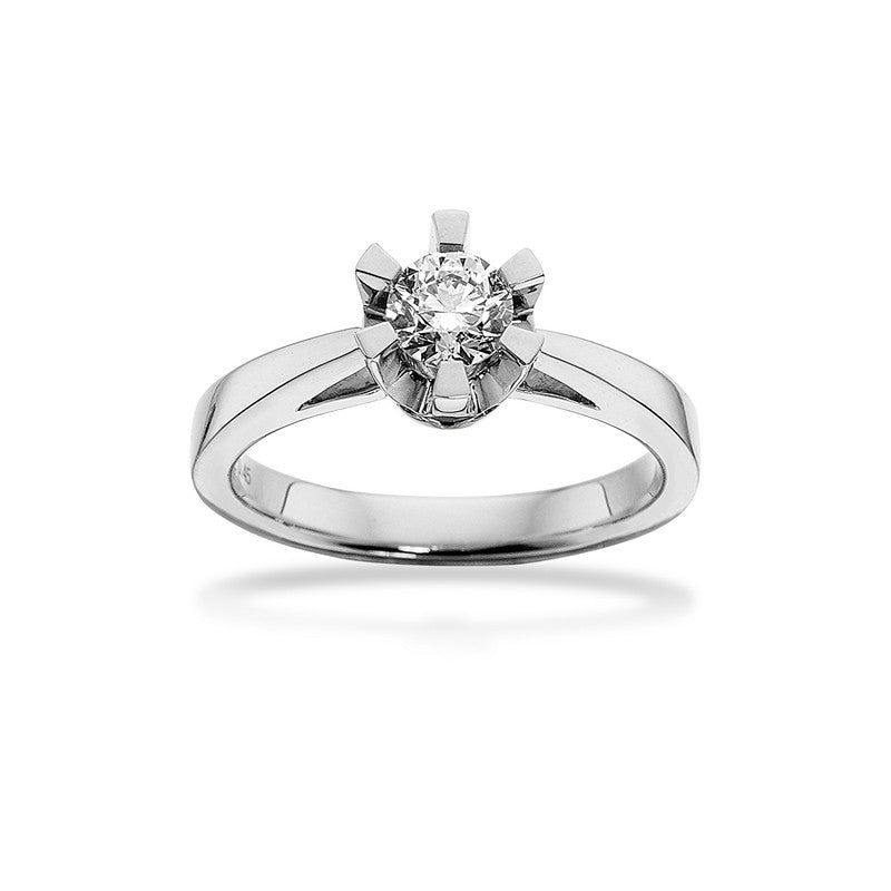 Prinsesse ring i 14 kt hvidguld med diamant 0,03–0,50 ct – Scrouples