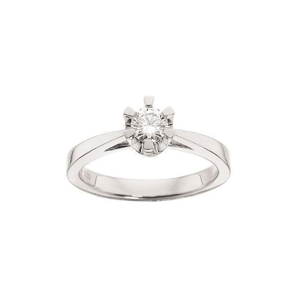Prinsesse ring i 14 kt hvidguld med diamant 0,03–0,50 ct – Scrouples