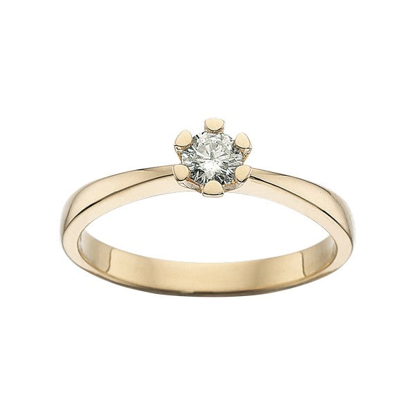 Vida diamantring i 8 kt guld med 0,35 ct diamant fra Scrouples – enkel og tidløs forlovelsesring.