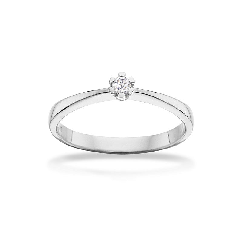 Scrouples Vida ring i 8 kt. hvidguld med diamant – liggende på flade