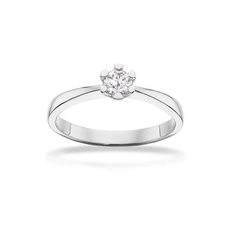 Scrouples Vida ring i 8 karat hvidguld med brillant diamant, nærbillede af detalje