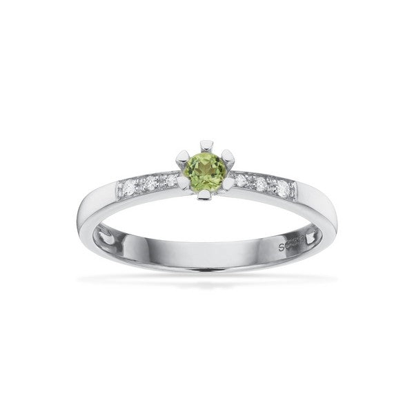 Vida Darling ring i 8 kt hvidguld med peridot og diamanter