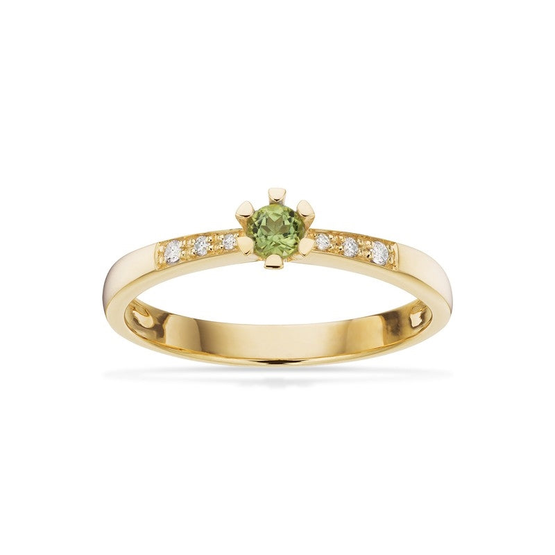 Vida Darling ring i 14 kt guld med peridot og diamanter