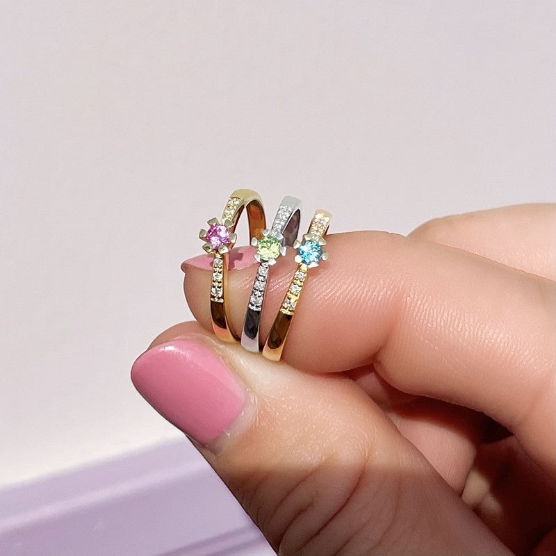Vida Darling ring i 14 kt guld med pink safir og diamanter