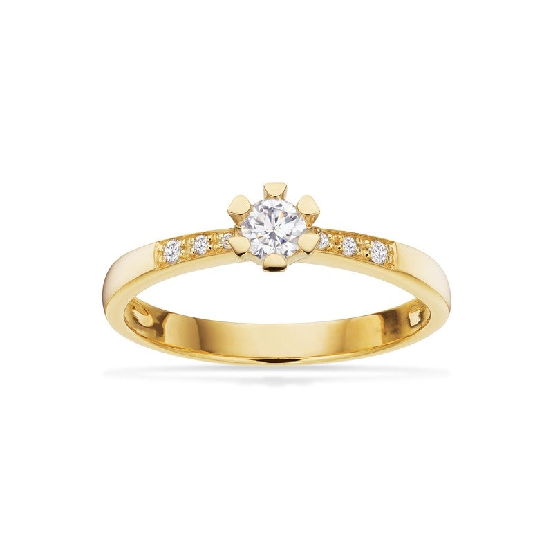 Scrouples Vida Darling ring i 14 karat guld med brillanter – set fra siden