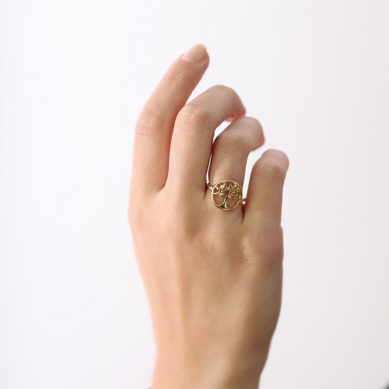 Tree of Life ring fra Christina Jewelry & Watches i forgyldt sølv med zirkonia