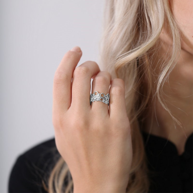 Cocktail sølvring fra Christina Jewelry & Watches med zirkonia og topaser