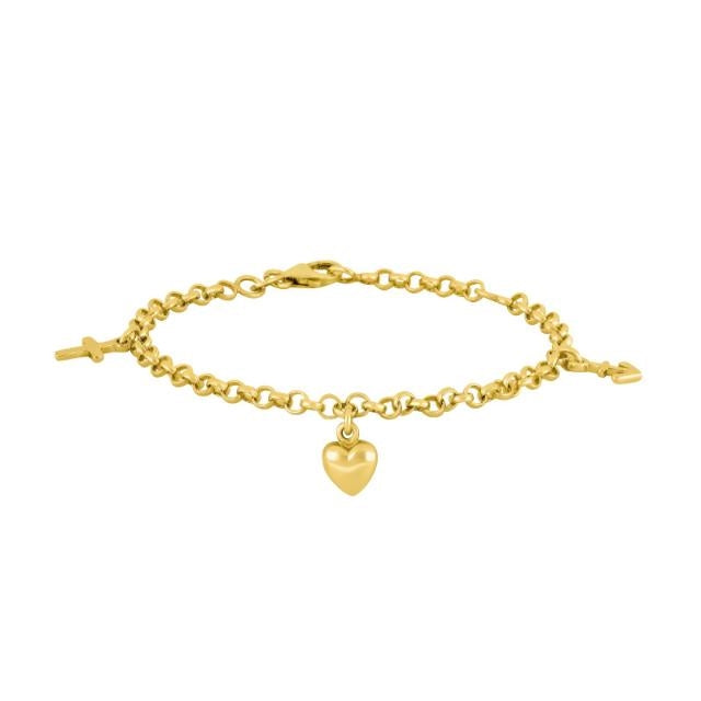 NOA Kids børnearmbånd i 18 karat forgyldt sølv med tro, håb og kærlighed 15+2 cm – Nordahl Andersen