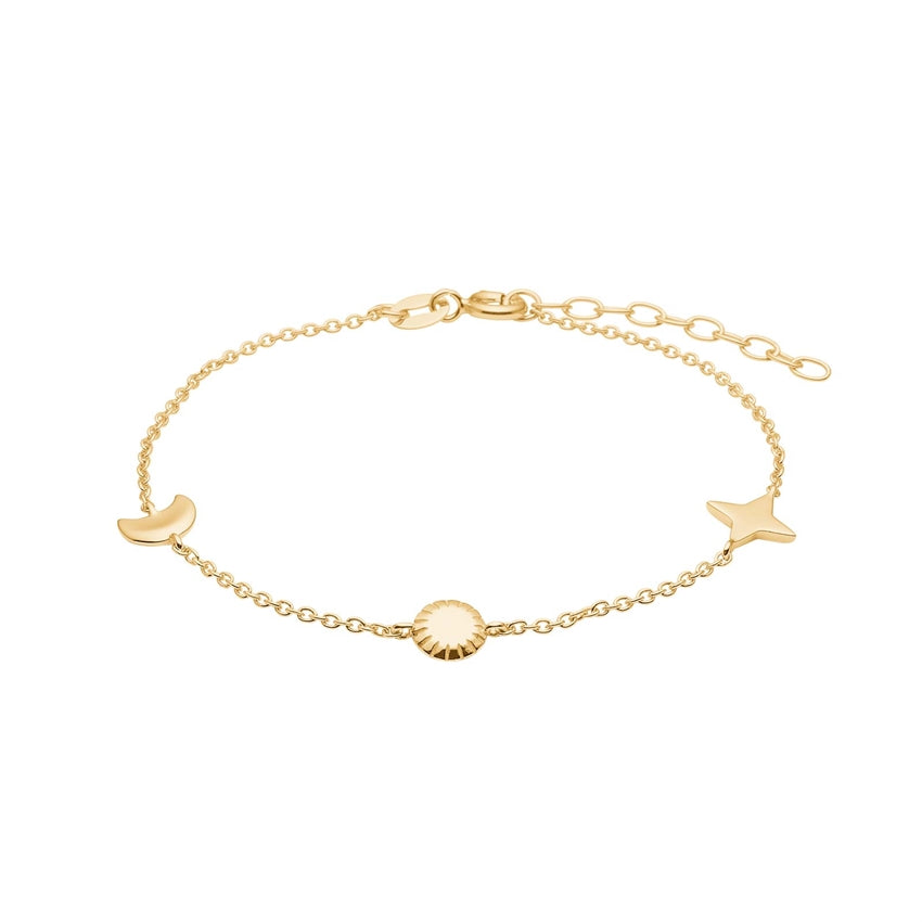 UNIVERSE52 armbånd i forgyldt sølv med symboler 17–20 cm – Nordahl Andersen