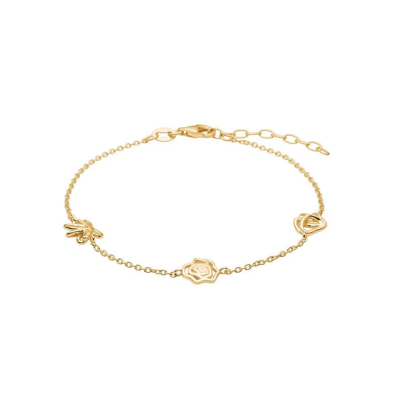 Nordahl Andersen Nordahl blossom armbånd i 18 karat forgyldt sølv med blomsterdetaljer, justerbar 17–20 cm.