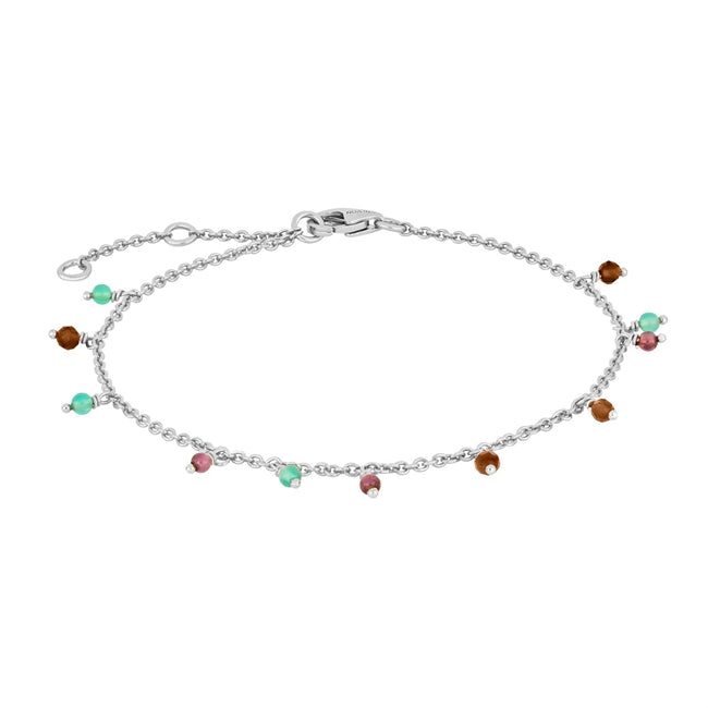 ENJOY52 armbånd i rhodineret sterlingsølv med farverige sten 20 cm fra Nordahl Jewellery.