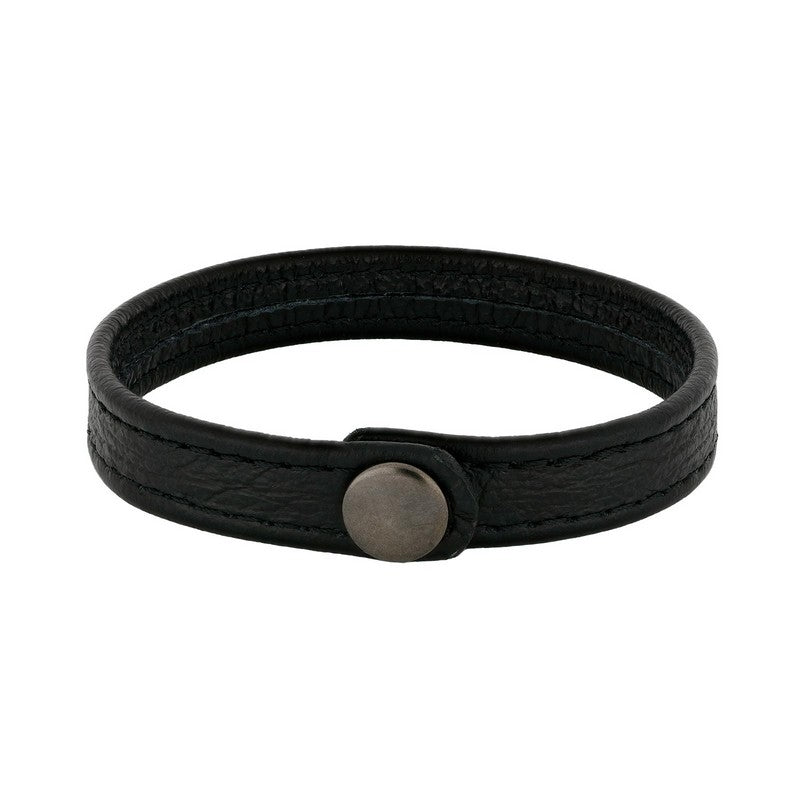 Son of Noa armbånd i sort kalveskind med stållås 19–23 cm