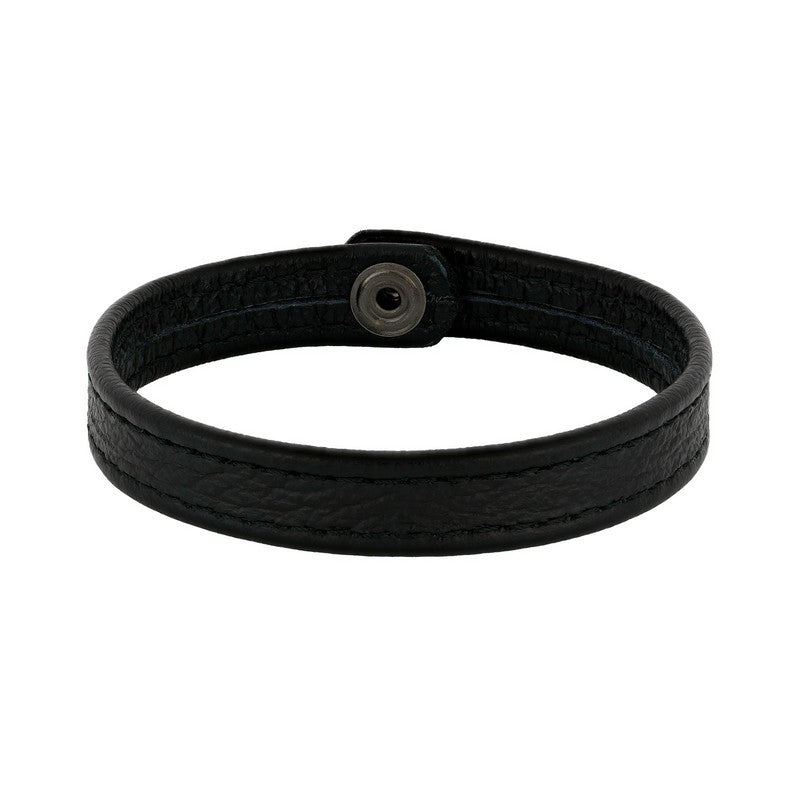 Son of Noa armbånd i sort kalveskind med stållås 19–23 cm