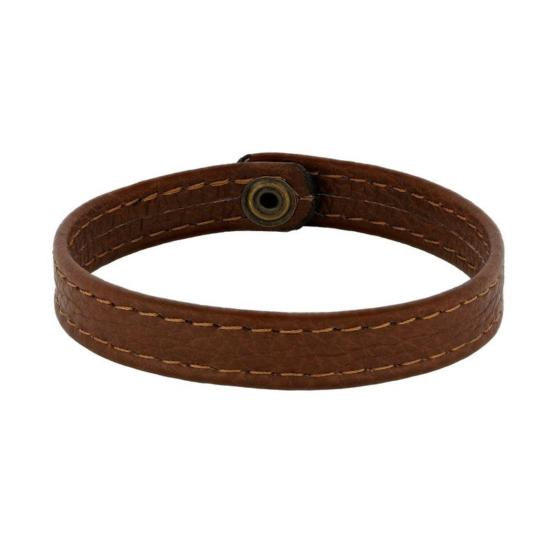 Son of Noa herrearmbånd i brun kalveskind med stålknap 19–23 cm