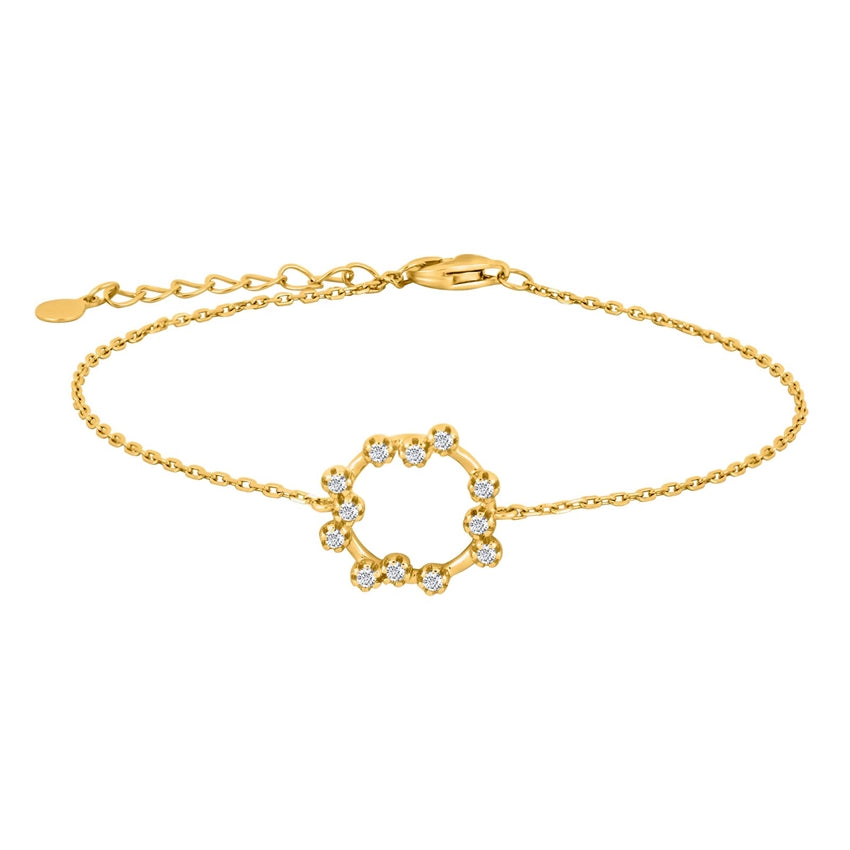NANANOR armbånd i forgyldt sølv med zirkoncirkel fra JoanliNor 17+3 cm