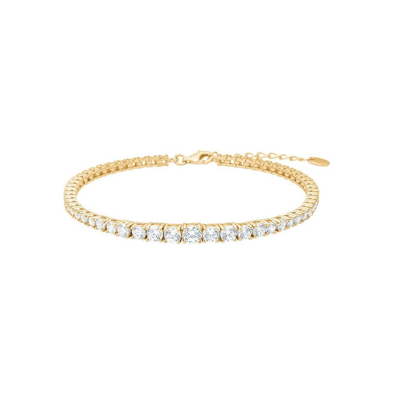 JoanliNor RIKKENOR tennisarmbånd i forgyldt sølv med zirkonia 17+3 cm