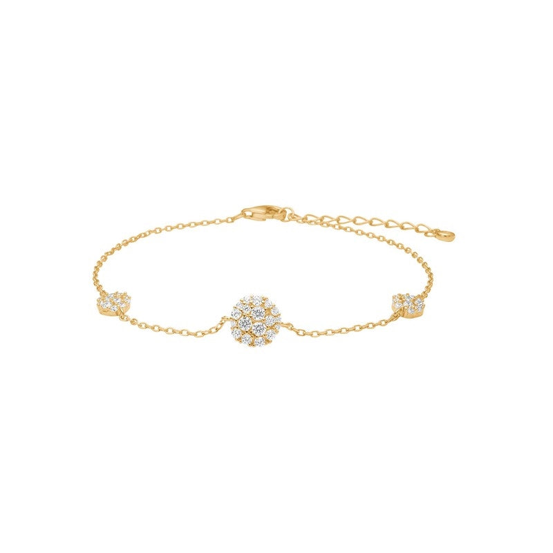 Joanli Nor Sofienor forgyldt armbånd i 18 karat sølv med klare zirkonia i rund form, 17–20 cm.