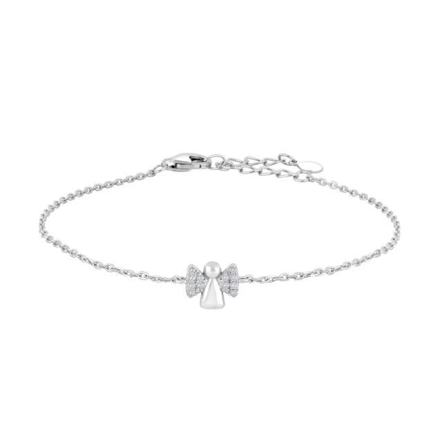 Noa Kids armbånd i sølv med engel og hvide zirkonia 15+3 cm fra Nordahl Andersen