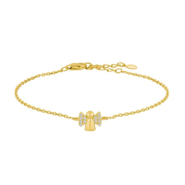 Noa Kids armbånd i forgyldt sølv med engel og hvide zirkonia 15+3 cm fra Nordahl Andersen