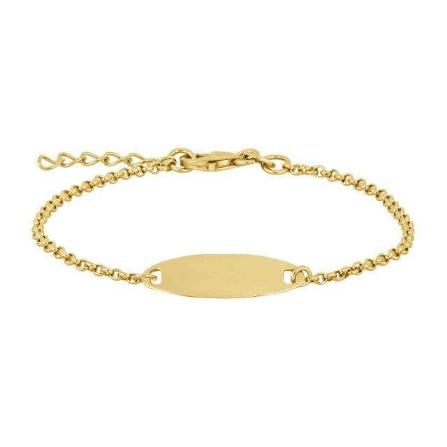 Børnearmbånd i 18 karat forgyldt sølv med gravérbar plade 15+2 cm fra Nordahl Andersen.