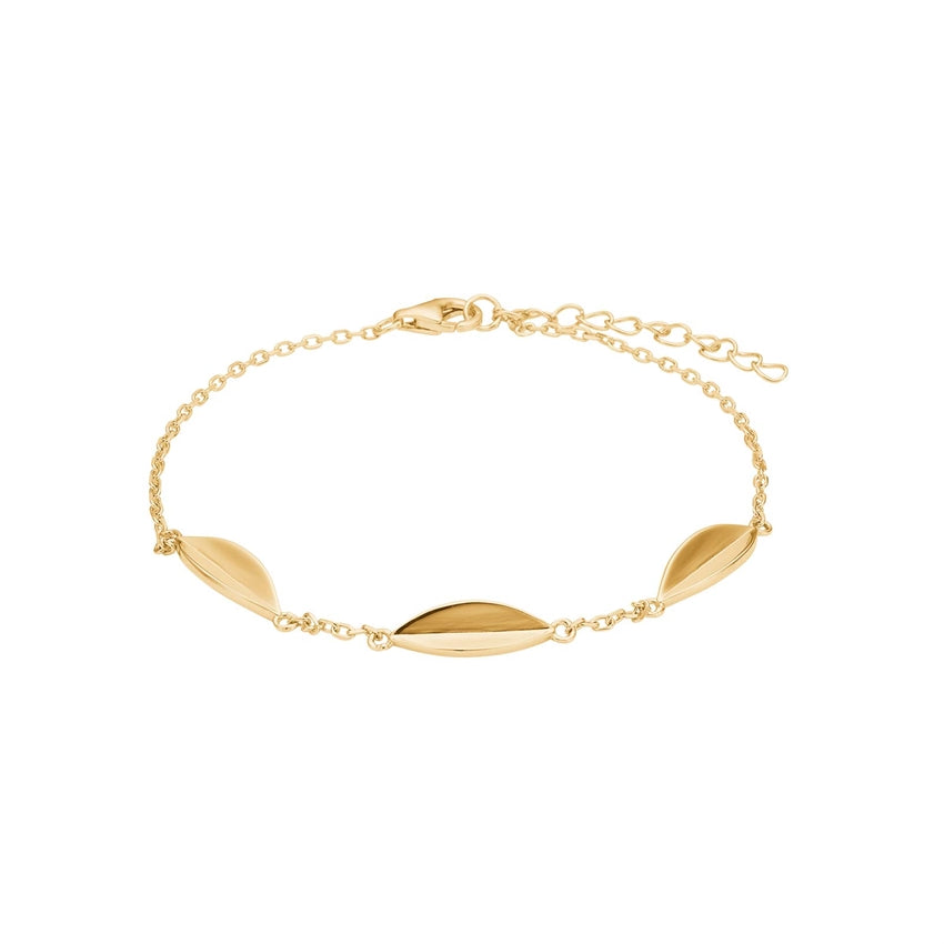 Nordahl Jewellery armbånd i forgyldt sterlingsølv med bladdesign 17–20 cm