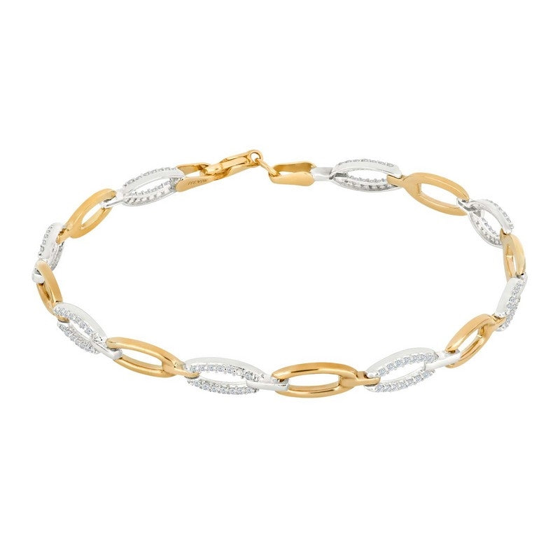Siersbøl armbånd i 8 kt bi-color guld med zirkonia 18 cm – bi-color guld og hvidguld med zirkonia-sten.