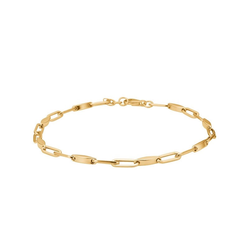 Siersbøl armbånd i 8 karat guld med aflange, let flade led og klassisk lås, 19 cm.