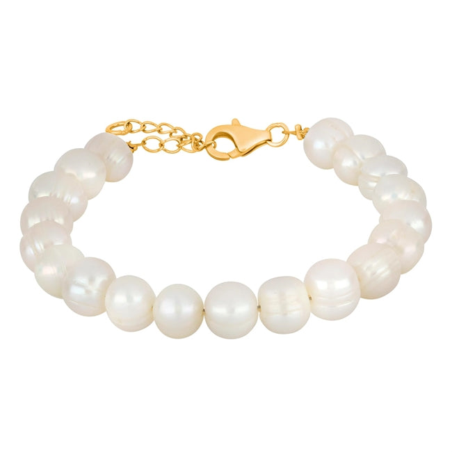 Ferskvandsperlearmbånd fra Siersbøl med forgyldt sølvlås 17+3 cm