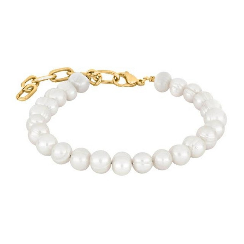 Perlearmbånd til mænd fra Son of Noa hos Nordahl Andersen med ferskvandsperler og stållås i IP-guld, 23 cm.