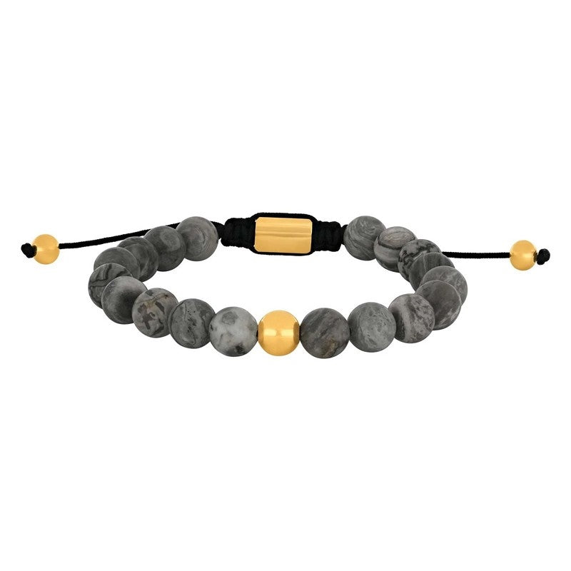 Son of Noa armbånd fra Nordahl Andersen i IP-forgyldt stål med 8 mm grå map stone-perler.
