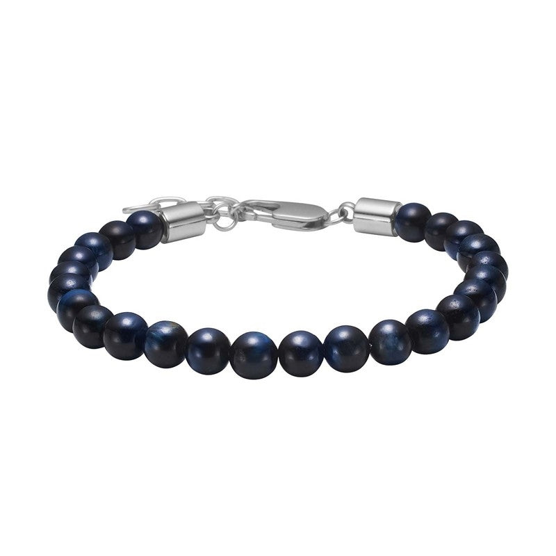 Son of Noa armbånd i blå tigerøje 19–23 cm fra Nordahl Andersen med matte 6 mm perler og rustfrit stållås.