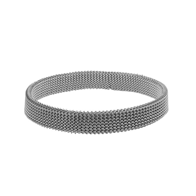 Son of Noa armbånd i stål fra Nordahl Andersen med flettet mesh-mønster, 19–21 cm.