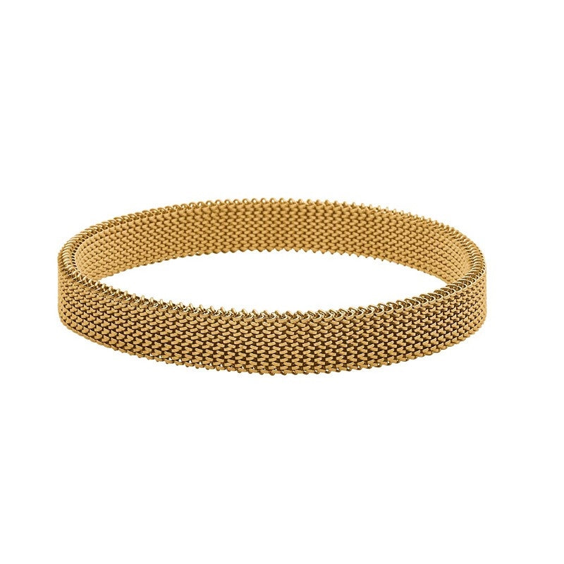 Son of Noa armbånd i stål med IP gold fra Nordahl Andersen – flettet mesh i gylden finish, 19–21 cm.