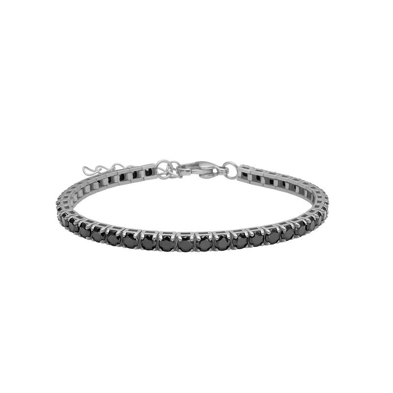 Son of Noa tennisarmbånd fra Nordahl Andersen i stål med sorte zirkonia 17–22 cm.