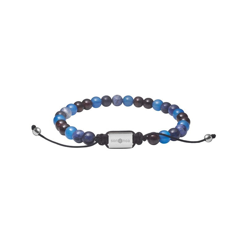 Son of Noa armbånd med blå agat og sodalit fra Nordahl Andersen i justerbar design med 6 mm perler.