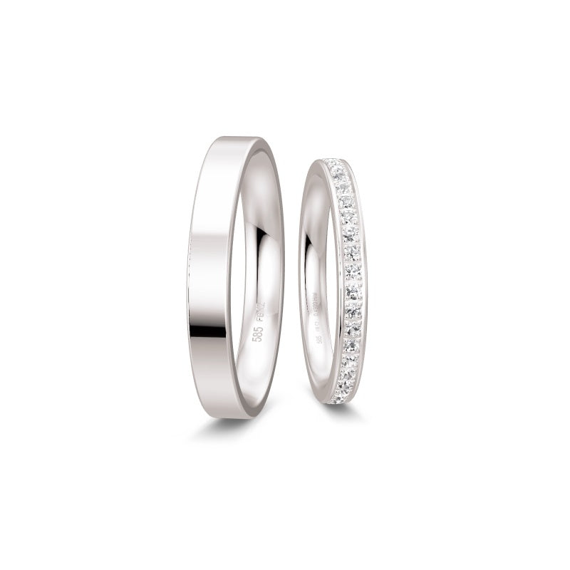 Breuning Renaissance vielsesringe i 9 eller 14 karat hvidguld med 41 diamanter 0,492 ct – klassisk og elegant design.