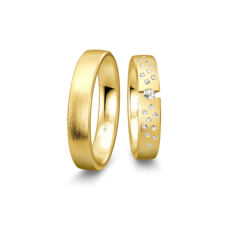 Breuning Renaissance vielsesringe i 8 eller 14 karat guld med 19 diamanter (0,149 ct) – klassiske og elegante ringe.