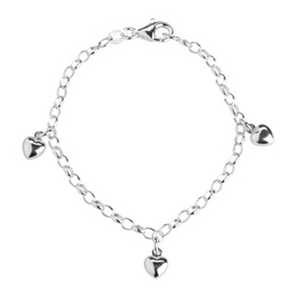 NOA Kids børnearmbånd fra Nordahl Andersen i sølv med 3 hjertevedhæng, 15+2 cm.