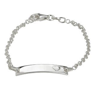 NOA Kids armbånd fra Nordahl Andersen i rhodineret sølv med plade og hjerte, 17 cm.