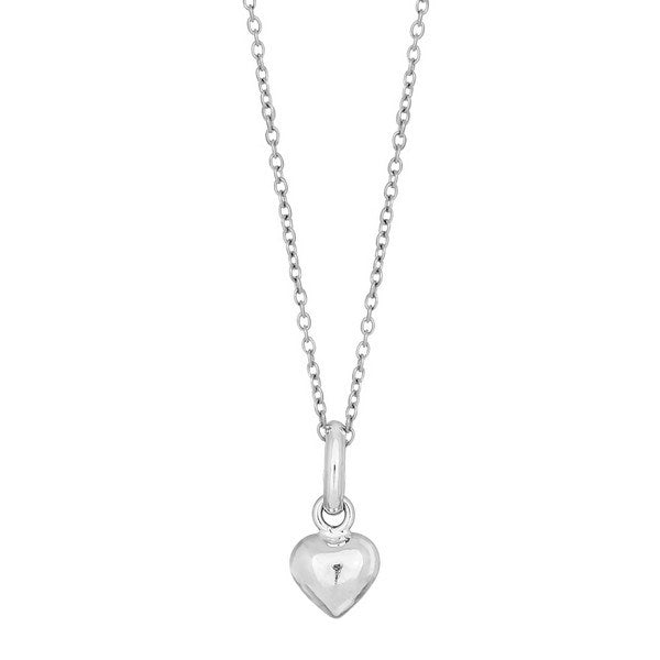 Noa Kids børnehalskæde fra Nordahl Andersen i rhodineret sølv med hjertevedhæng og kædelængde 38+5 cm.