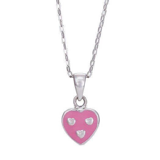 Noa Kids halskæde i rhodineret sølv med hjertevedhæng og emalje 9 mm, 38+5 cm – Nordahl Andersen