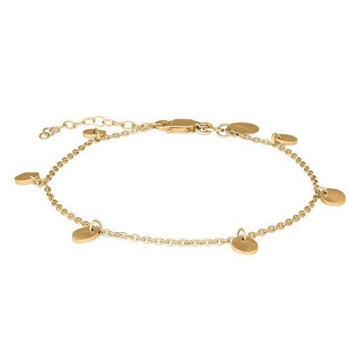 Nordahl Jewellery armbånd i 18 karat forgyldt sølv med matte cirkelvedhæng 17–20 cm fra Nordahl Andersen.