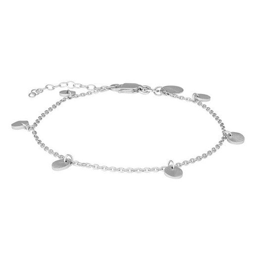 Nordahl Jewellery sølvarmbånd med matte cirkelvedhæng 17+3 cm