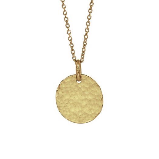 TWO-SIDED52 halskæde i forgyldt sølv med rund pladevedhæng 45+5 cm – Nordahl Jewellery